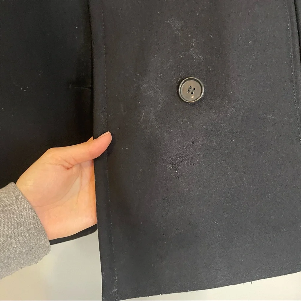 All Saints Ishba Leather and Wool Peacoat Black Size 4 - Picture 5 of 9